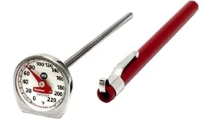 The image shows a sleek, digital meat thermometer, highlighting the best 10 for small kitchen use.