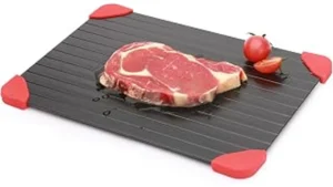The image shows a featured thawing tray, highlighting a top product for frozen meat.